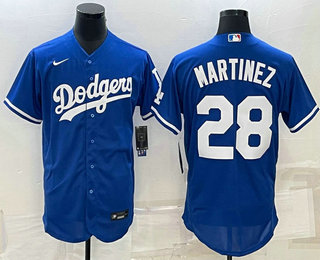 Mens Los Angeles Dodgers #28 JD Martinez Blue Stitched MLB Cool Base Nike Jersey